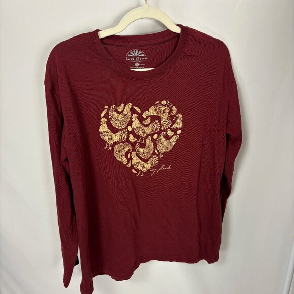 Lost Creek Outfitters XXL Long Sleeve Graphic Tee Shirt Rooster Chicken Farm Pri - Picture 1 of 5